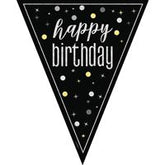 Bannière fanions - Happy Birthday - GLITZ - Noir - 9'